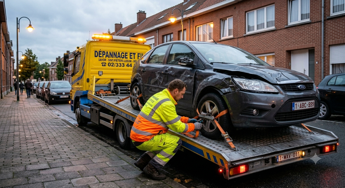 Remorquage voiture Bruxelles — plateau et dépanneuse 24h/24